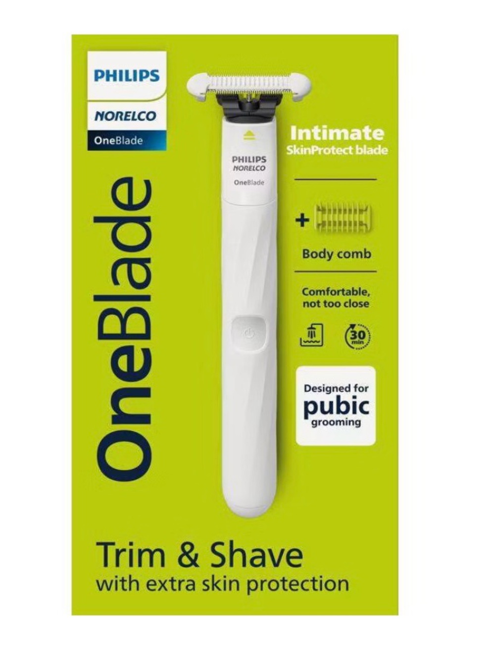 OneBlade Philips Norelco Shaver Razor Intimate Trim & Shave - White